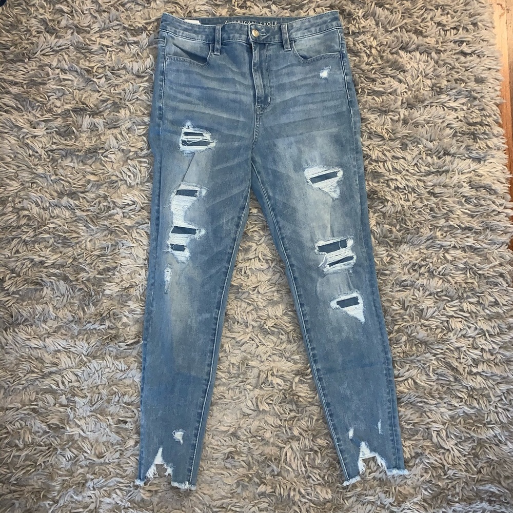 american eagle skinny jeans with patches